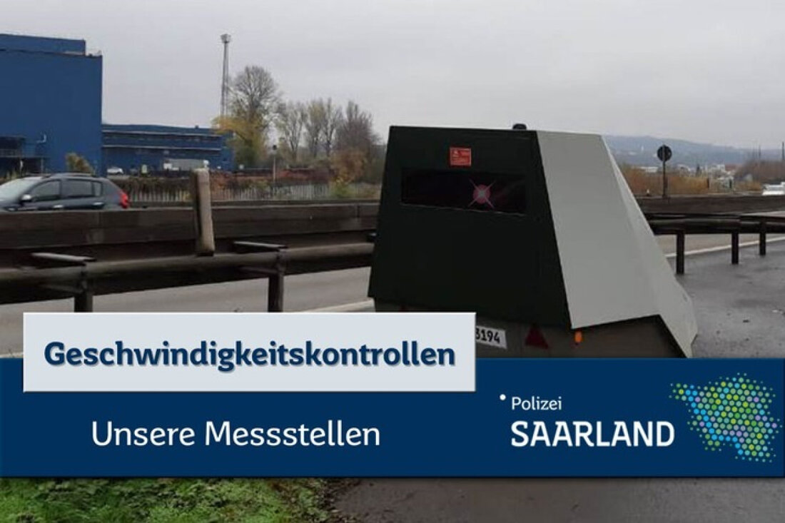 Die saarländische Polizei kündigt Geschwindigkeitskontrollen vom 02. bis 08. Juni 2025 an verschiedenen Standorten an.