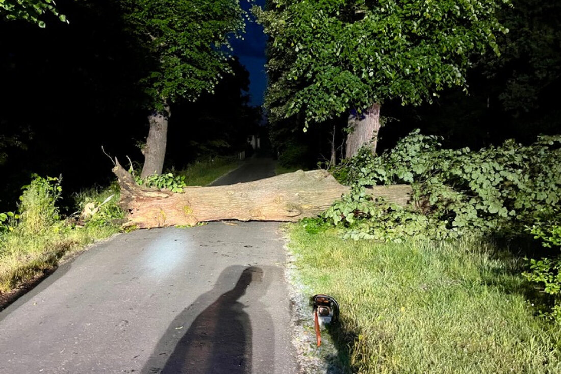 Die Freiwillige Feuerwehr Hünxe beseitigte am 31. Mai 2025 einen umgestürzten Baum auf der Schloßallee. Der Einsatz dauerte ca. 40 Minuten.
