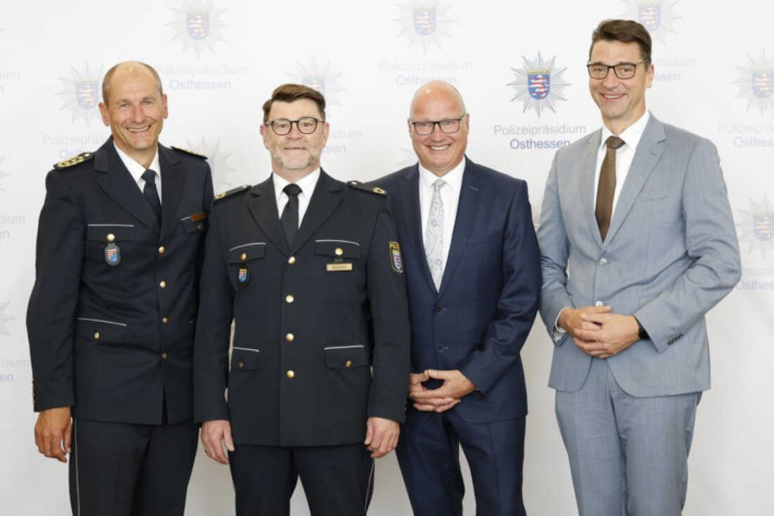 Amtswechsel im Polizeipräsidium Osthessen: Theo Wiegand geht in den Ruhestand, Dirk Stippich übernimmt die Leitung der Abteilung Einsatz.