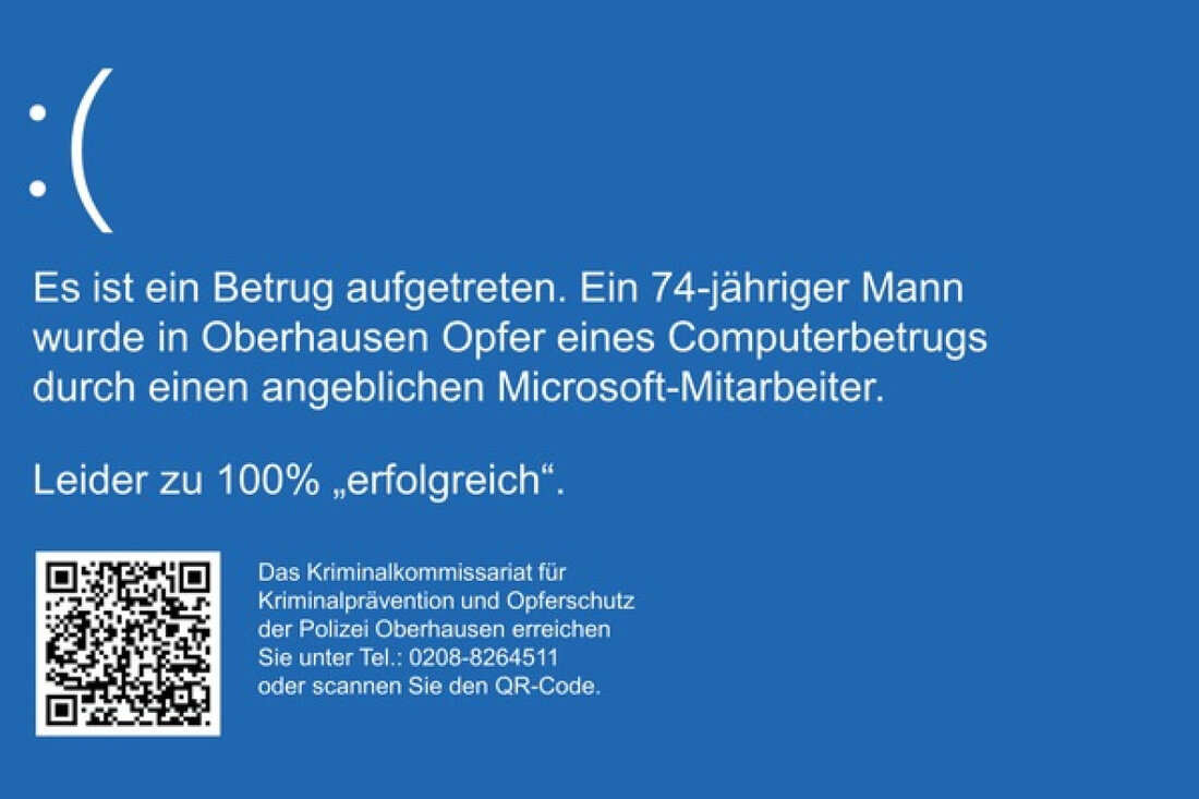 Ein 74-jähriger Senior aus Oberhausen fiel auf einen Betrug durch einen falschen Microsoft-Mitarbeiter herein. Polizei warnt vor solchen Maschen.