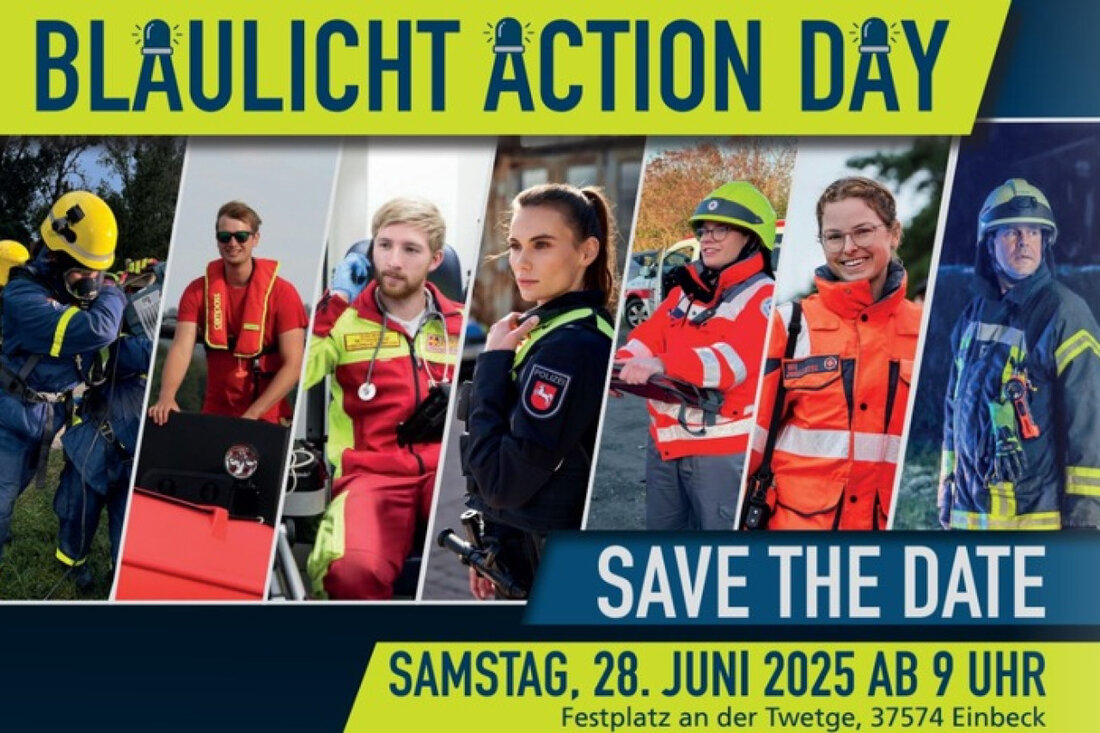 Erlebe am 28. Juni 2025 in Einbeck die Blaulicht-Action-Day! Polizei, Feuerwehr und Rettungsdienste erwarten dich. Jetzt anmelden!