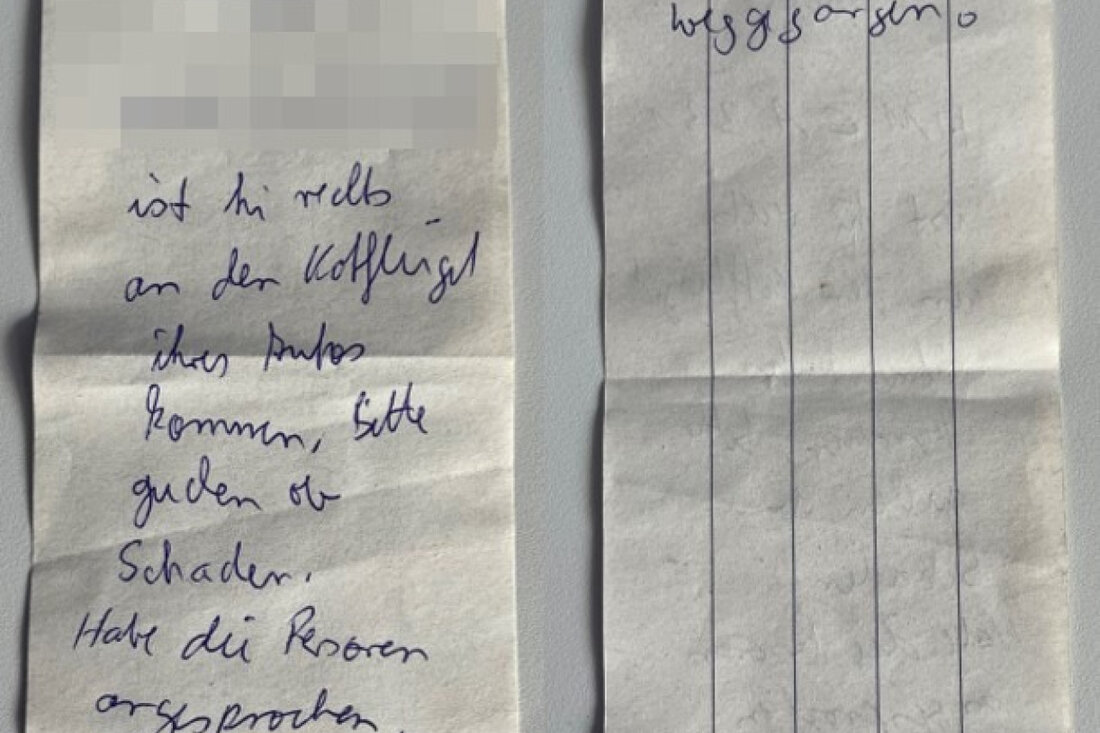 Die Polizei Hameln-Pyrmont sucht Zeugen eines Unfalls in der Stadtgalerie Hameln, der eine handgeschriebene Notiz hinterließ.